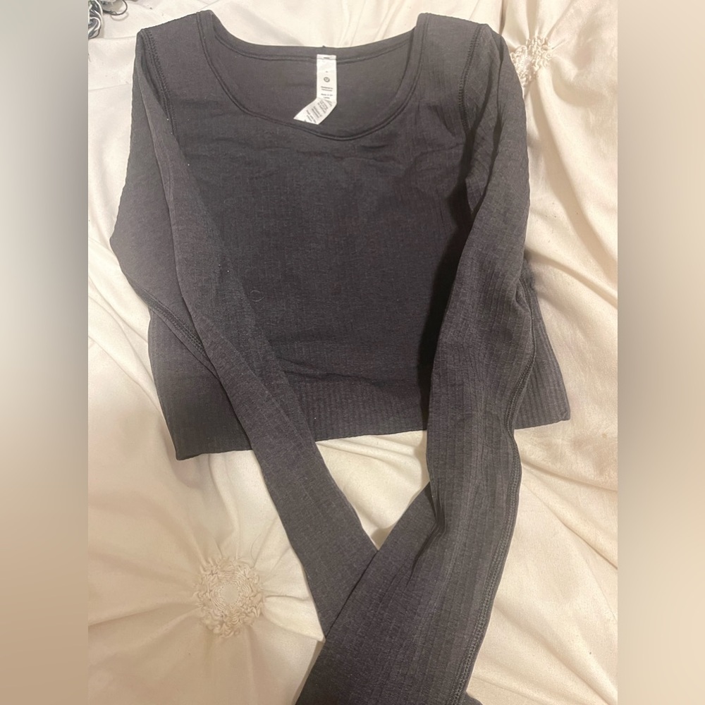 lululemon ebb to street long sleeve shirt black size 2 SOLD - Picture 10 of 13
